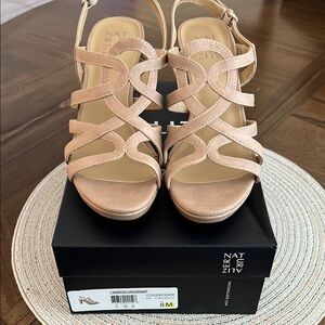 New Women’s Naturalizer Cameron Gingersnap Tan Sandals 3 inch heels
